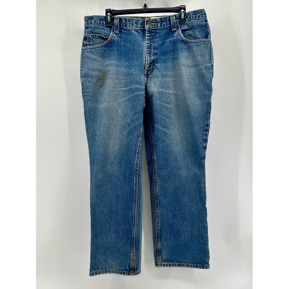Carhartt Other - Carhartt FR Jeans Mens 36x30 Blue Solid Straight Fit‎ Vintage Workwear Denim